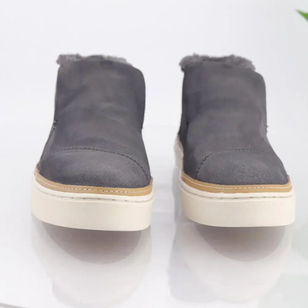 TOMS Womens Paxton‎ Sneaker Boots Size 9 Gray Suede Fur Lined Shoes Boho Comfort